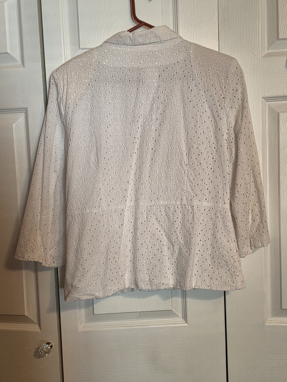 JM Collection White Eyelet Button-Front Jacket Blouse - Picture 4 of 4